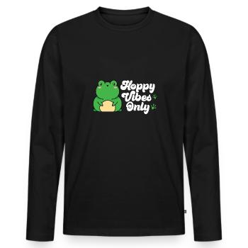 Cute Hoppy Vibes Only Frog Fans Herpetologist Amph - Men's Premium Organic Long Sleeve Shirt - black - Front - Nico (187cm)
