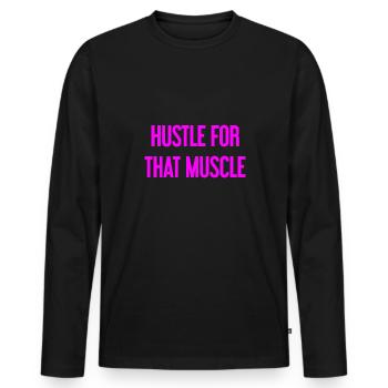 Se démener pour ce muscle - T-shirt manches longues Premium bio Homme - noir - Devant - Nico (187cm)