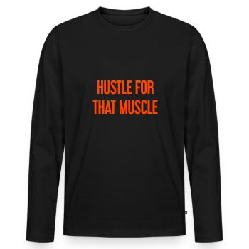 Se démener pour ce muscle - T-shirt manches longues Premium bio Homme - noir - Devant - Nico (187cm)