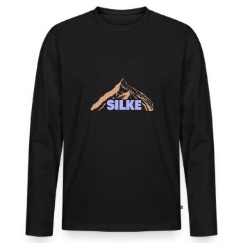 Geschenkidee Silke - Männer Premium Bio Langarmshirt - Schwarz - Vorne - Nico (187cm)