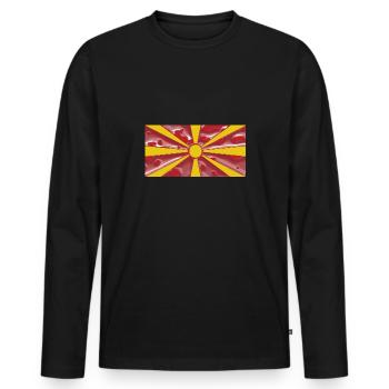 Macédoine du Nord - T-shirt manches longues Premium bio Homme - noir - Devant - Nico (187cm)