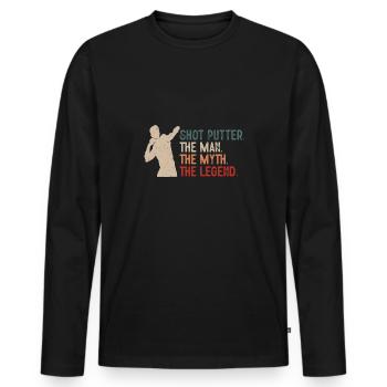 Kugelstoßen Werfen Leichtathletik - Männer Premium Bio Langarmshirt - Schwarz - Vorne - Nico (187cm)