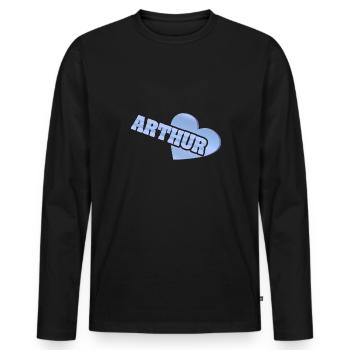 Gold Arthur - Männer Premium Bio Langarmshirt - Schwarz - Vorne - Nico (187cm)