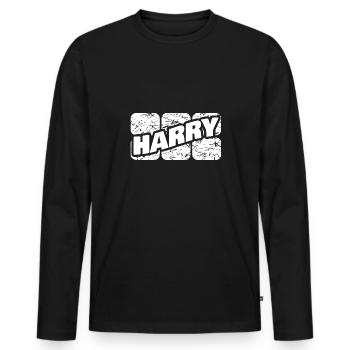 Harceler - T-shirt manches longues Premium bio Homme - noir - Devant - Nico (187cm)