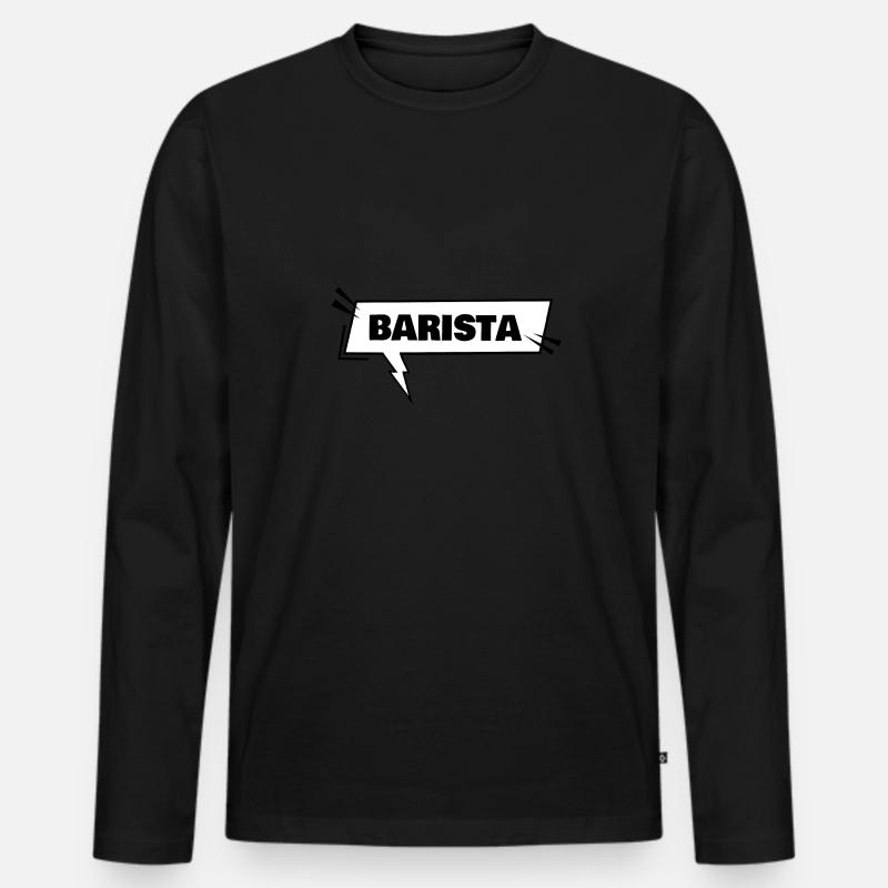 Barista - Männer Premium Bio Langarmshirt - Schwarz