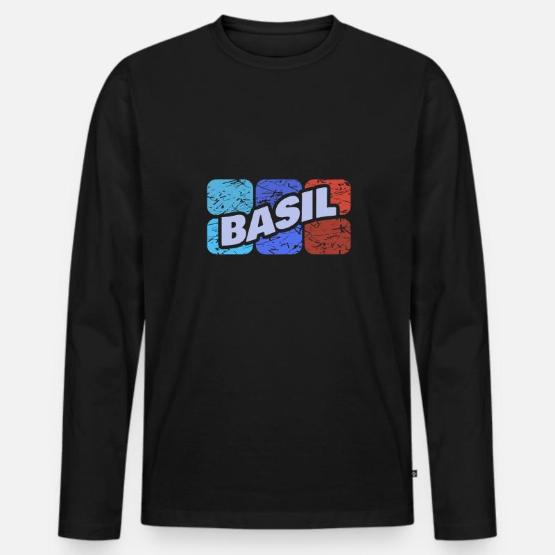 Geschenk für Basil - Männer Premium Bio Langarmshirt - Schwarz