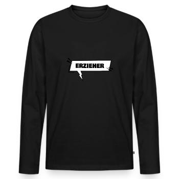 Éducateur - T-shirt manches longues Premium bio Homme - noir - Devant - Nico (187cm)