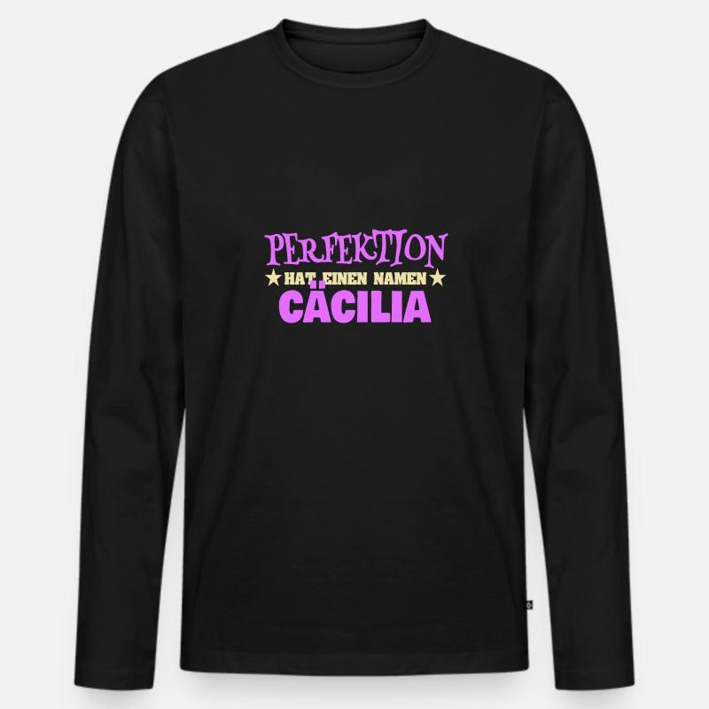 Frauenname Cäcilia - Männer Premium Bio Langarmshirt - Schwarz