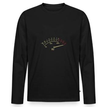 Retro VU Meter Hi-Fi Vintage Stereo Music Lover - Men's Premium Organic Long Sleeve Shirt - black - Front - Nico (187cm)