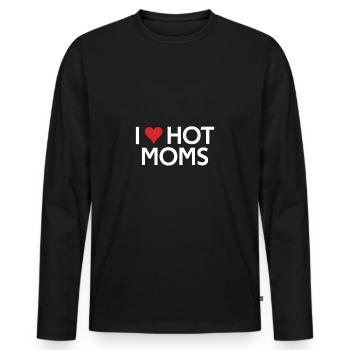 I Love Hot Moms funny gifts quote - T-shirt manches longues Premium bio Homme - noir - Devant - Nico (187cm)