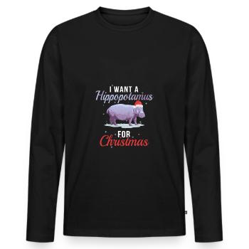 I Want A Hippopotamus for Christmas Baseball - T-shirt manches longues Premium bio Homme - noir - Devant - Nico (187cm)