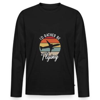 Ich würde lieber lustige Flugzeugluftfahrt lustig - Männer Premium Bio Langarmshirt - Schwarz - Vorne - Nico (187cm)