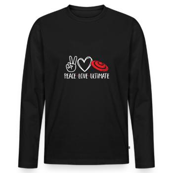 Disque de lancer de frisbee ultime - T-shirt manches longues Premium bio Homme - noir - Devant - Nico (187cm)