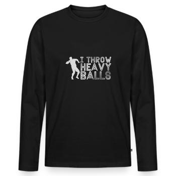 Kugelstoßen Werfen Leichtathletik - Männer Premium Bio Langarmshirt - Schwarz - Vorne - Nico (187cm)