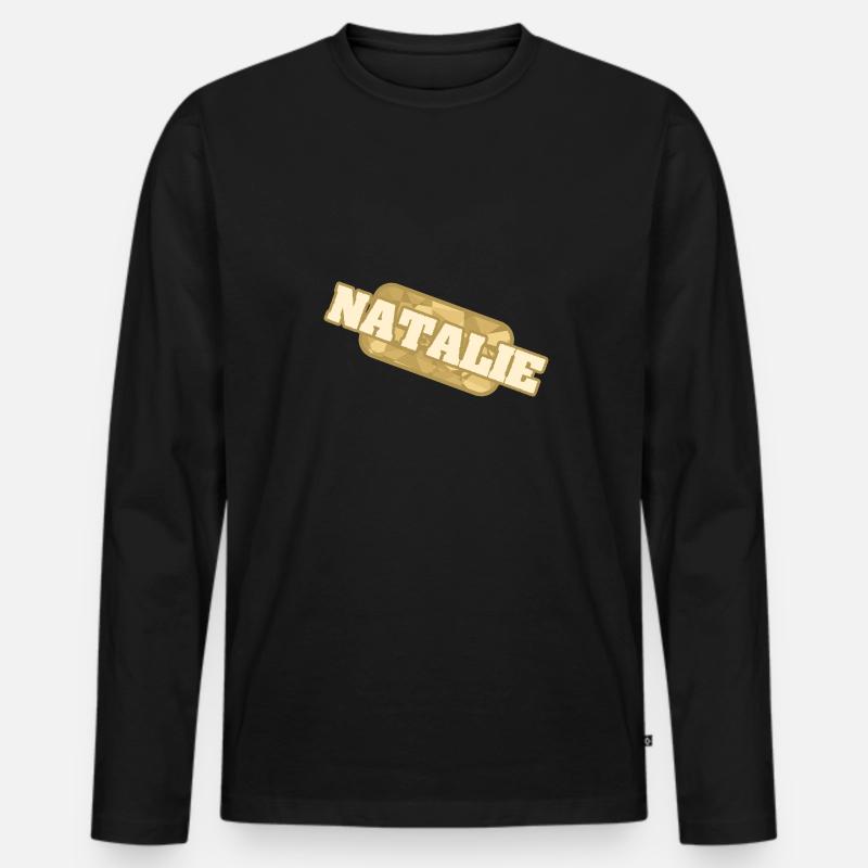Natalie - Männer Premium Bio Langarmshirt - Schwarz