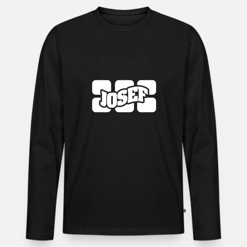 Josef - Männer Premium Bio Langarmshirt - Schwarz