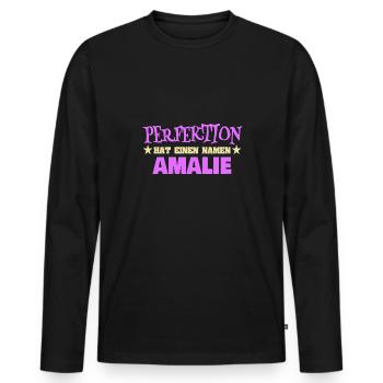 Frauenname Amalie - Männer Premium Bio Langarmshirt - Schwarz - Vorne - Nico (187cm)