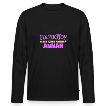 Frauenname Annah - Männer Premium Bio Langarmshirt - Schwarz - Vorne - Nico (187cm)