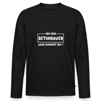 Métier de bétonnier - T-shirt manches longues Premium bio Homme - noir - Devant - Nico (187cm)