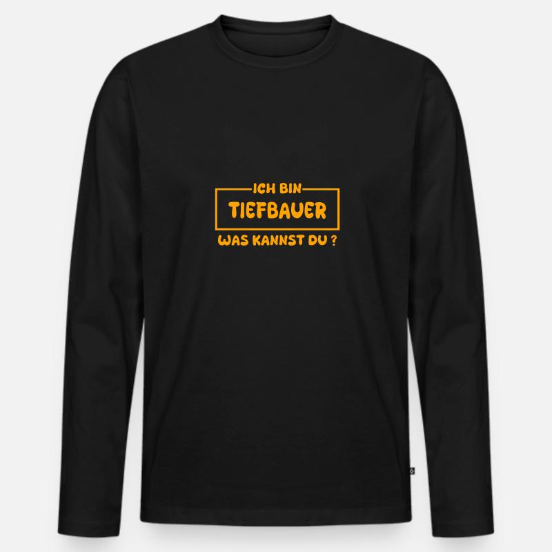 Beruf Tiefbauer - Männer Premium Bio Langarmshirt - Schwarz