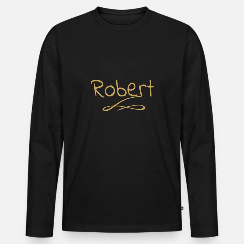 robert - Männer Premium Bio Langarmshirt - Schwarz