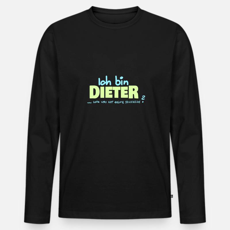 Dieter - Männer Premium Bio Langarmshirt - Schwarz