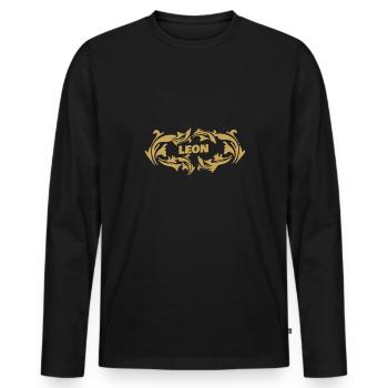 Léon - T-shirt manches longues Premium bio Homme - noir - Devant - Nico (187cm)