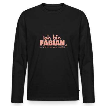 Vorname Fabian - Männer Premium Bio Langarmshirt - Schwarz - Vorne - Nico (187cm)