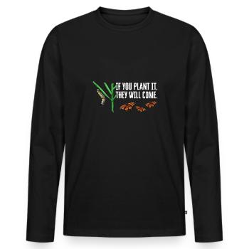 Monarque papillon monarque américain papillon monarque - T-shirt manches longues Premium bio Homme - noir - Devant - Nico (187cm)