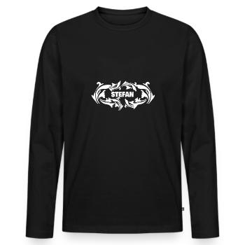 Name Stefan - Männer Premium Bio Langarmshirt - Schwarz - Vorne - Nico (187cm)