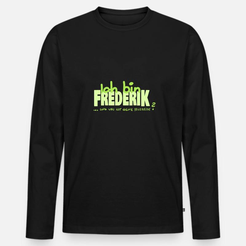 Namenschild Frederik - Männer Premium Bio Langarmshirt - Schwarz
