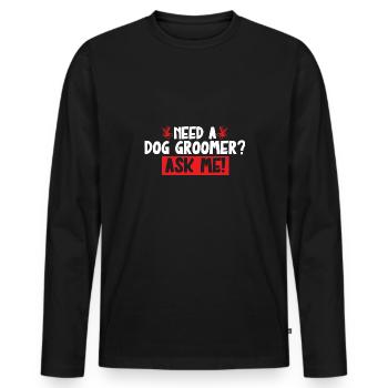 Salon de coiffure pour chiens - T-shirt manches longues Premium bio Homme - noir - Devant - Nico (187cm)