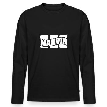 Marvin as a name - Men's Premium Organic Long Sleeve Shirt - black - Front - Nico (187cm)