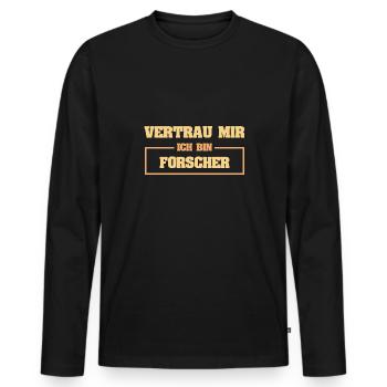 Lustig Forscher - Männer Premium Bio Langarmshirt - Schwarz - Vorne - Nico (187cm)
