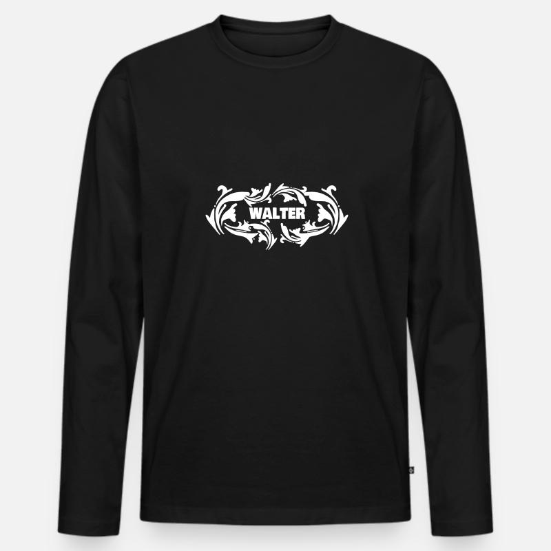 Walter - Männer Premium Bio Langarmshirt - Schwarz