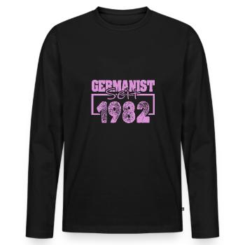 Né en 1982 - T-shirt manches longues Premium bio Homme - noir - Devant - Nico (187cm)