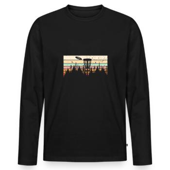 Discgolf Disc Golf Frisbee - Men's Premium Organic Long Sleeve Shirt - black - Front - Nico (187cm)