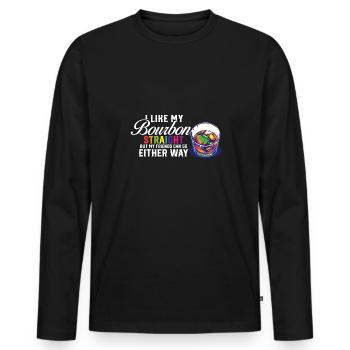 LGBT Proud Ally I Like My Bourbon Straight LGBTQ - Men's Premium Organic Long Sleeve Shirt - black - Front - Nico (187cm)
