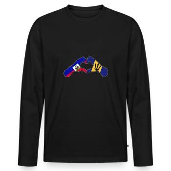 Drapeau de la Barbade Bayan barbadien - T-shirt manches longues Premium bio Homme - noir - Devant - Nico (187cm)