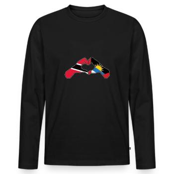 Antigua und Barbuda Flagge - Männer Premium Bio Langarmshirt - Schwarz - Vorne - Nico (187cm)