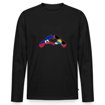 Antigua und Barbuda Flagge - Männer Premium Bio Langarmshirt - Schwarz - Vorne - Nico (187cm)