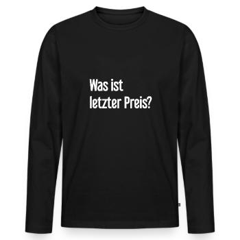 Quel est le dernier prix ? - T-shirt manches longues Premium bio Homme - noir - Devant - Nico (187cm)