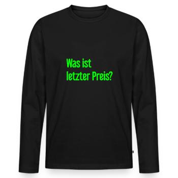Quel est le dernier prix ? - T-shirt manches longues Premium bio Homme - noir - Devant - Nico (187cm)