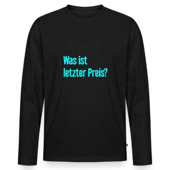 Quel est le dernier prix ? - T-shirt manches longues Premium bio Homme - noir - Devant - Nico (187cm)