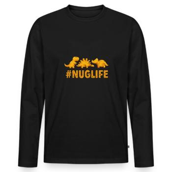 Dino Nuggets Dinosaurier Chicken Nuggets - Männer Premium Bio Langarmshirt - Schwarz - Vorne - Nico (187cm)