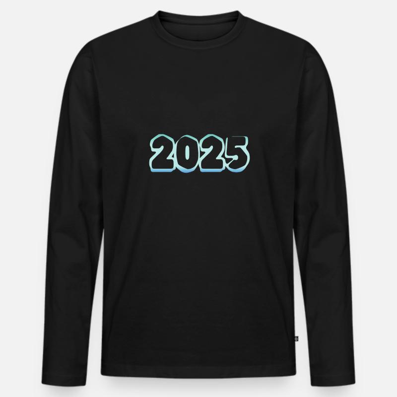 2025 - Männer Premium Bio Langarmshirt - Schwarz