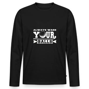 Golf Geschenk Witz Golfspieler Golfer - Männer Premium Bio Langarmshirt - Schwarz - Vorne - Nico (187cm)