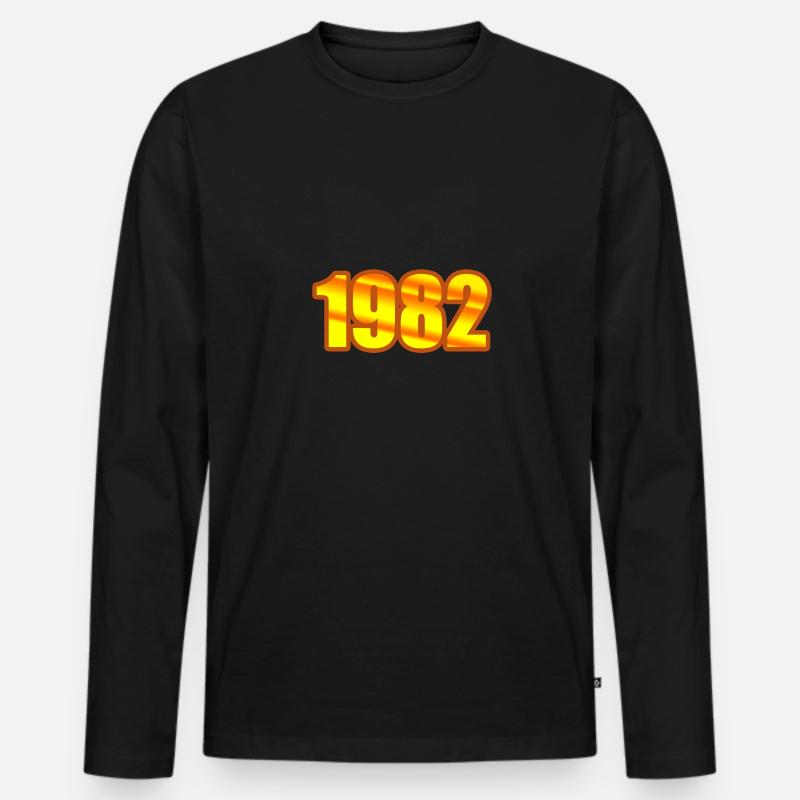 Witzig 1982 - Männer Premium Bio Langarmshirt - Schwarz