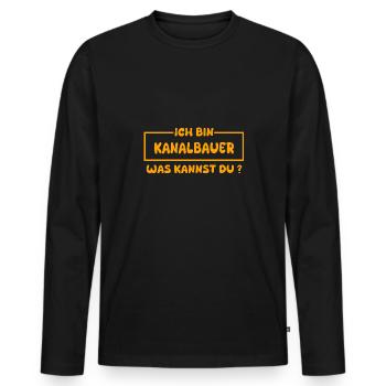 Gift for canal builders - Men's Premium Organic Long Sleeve Shirt - black - Front - Nico (187cm)