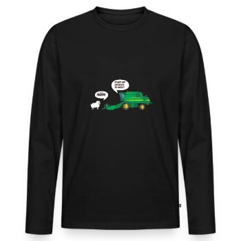 Mähdrescher Diskussion mit Schaf - Männer Premium Bio Langarmshirt - Schwarz - Vorne - Nico (187cm)